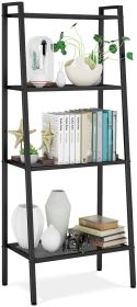 Metal 4 Shelf Bookcase, Multifunctional Ladder-Shaped Plant Flower Stand Rack Bookrack Storage Shelves, Black Metal 4 Shelf Bookcase, Multifunctional Ladder-Shaped Plant Flower Stand Rack Bookrack Storage Shelves, Black